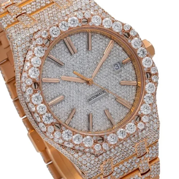 Alluring 41MM Full Rose Tone Diamond Watch - Image 3