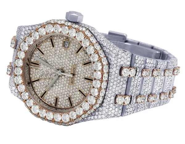 Super Rose Tone Dial Iced out Diamond Watch - Image 6