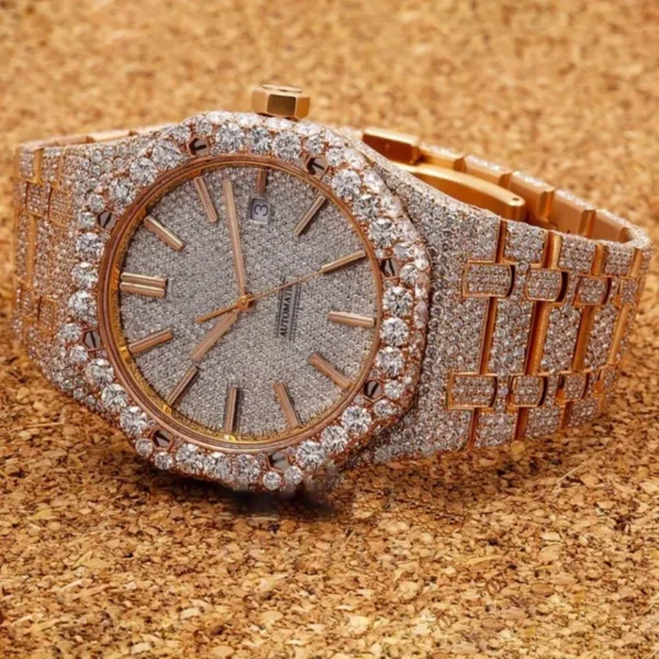 Alluring 41MM Full Rose Tone Diamond Watch - Image 4