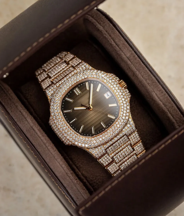 Luxurious Rose Gold Brown Dial Watch - Image 4