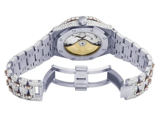 Super Rose Tone Dial Iced out Diamond Watch - Image 3