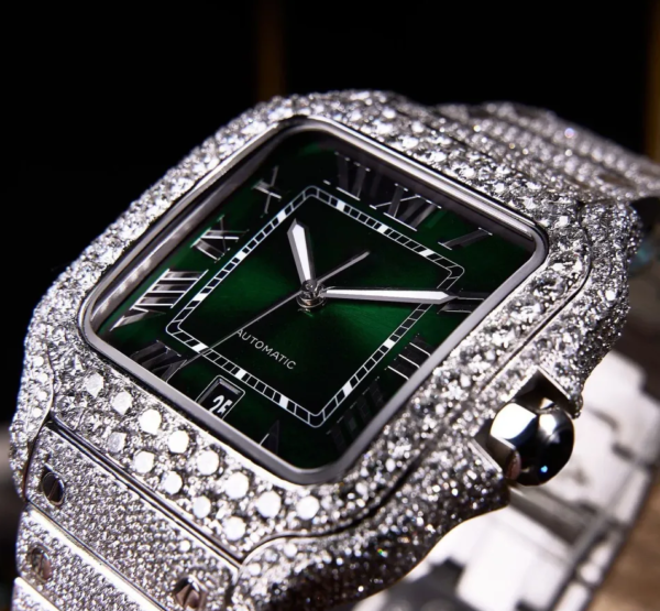 Elegance Roman Green Dial Moissanite Watch - Image 2