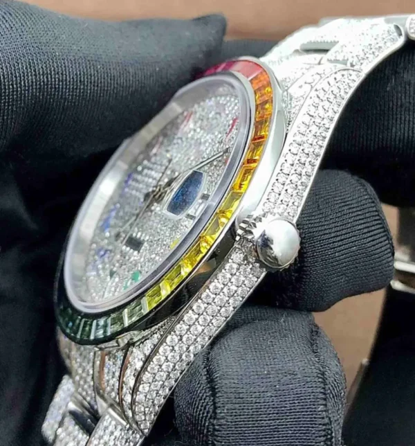 Exquisite Diamond & Sapphire Iced Out Watch - Image 6