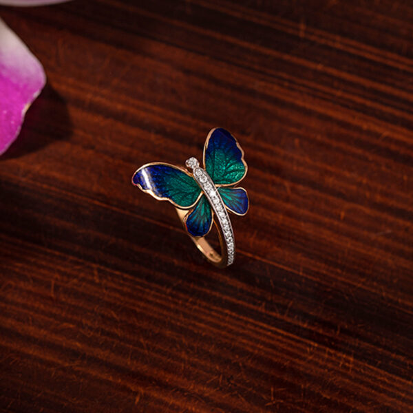 Flare Blue Butterfly Diamond Ring - Image 2