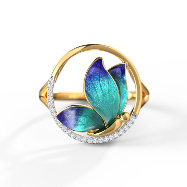 Encircle Blue Butterfly Diamond Ring