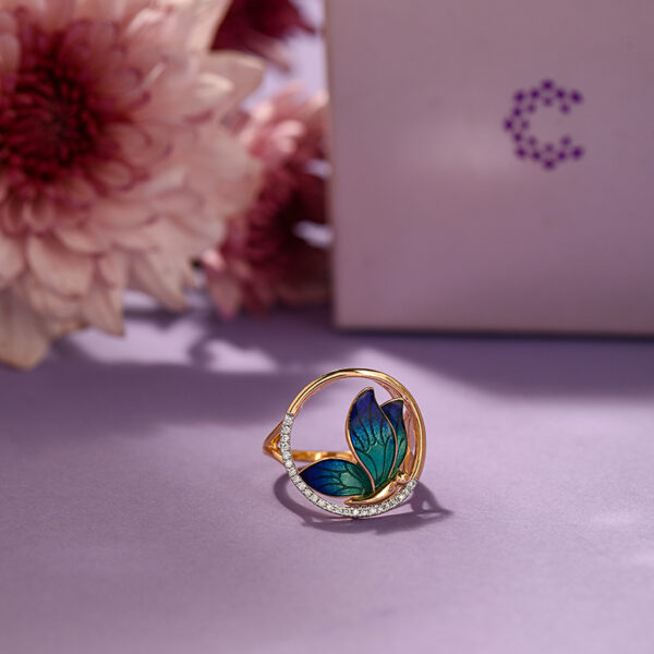 Encircle Blue Butterfly Diamond Ring - Image 3