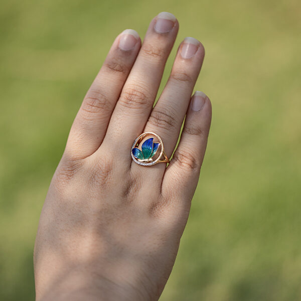 Encircle Blue Butterfly Diamond Ring - Image 4