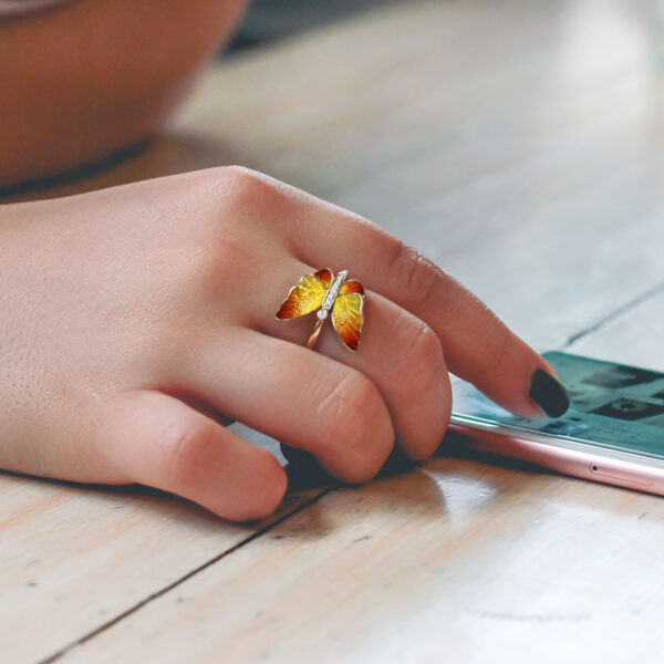 Flare Orange Butterfly Diamond Ring - Image 3