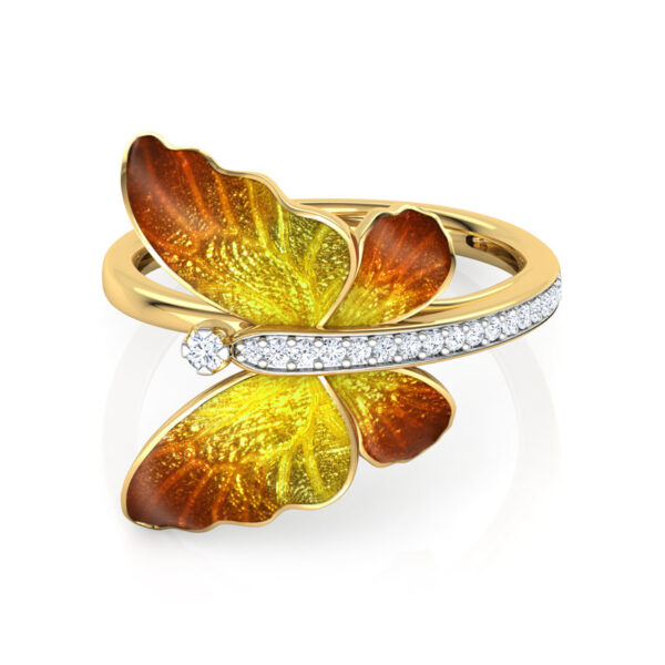 Flare Orange Butterfly Diamond Ring - Image 5