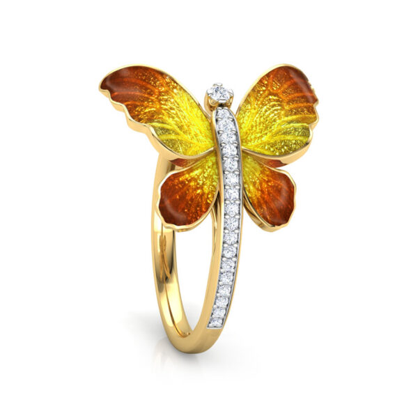 Flare Orange Butterfly Diamond Ring - Image 4