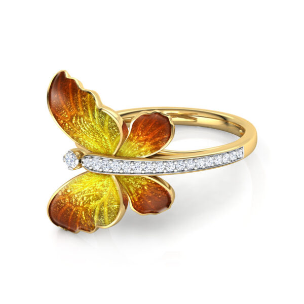 Flare Orange Butterfly Diamond Ring - Image 2