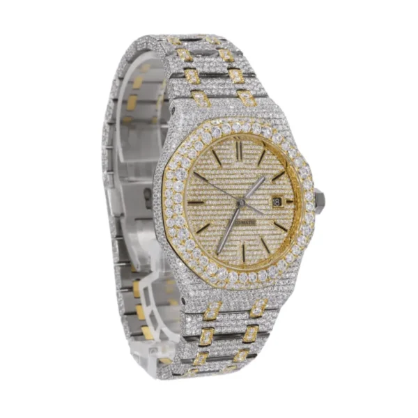 Dazzling 41MM Yellow Dial Iced Out Diamond Watch - Image 3