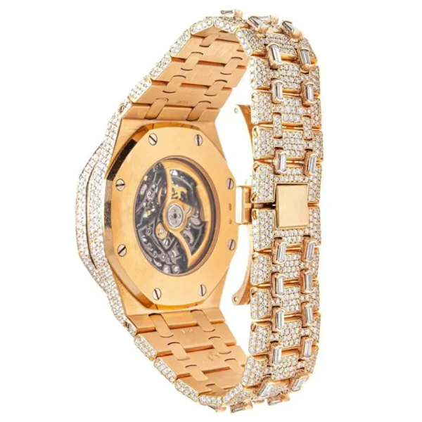 Exclusive Skeleton Rose Gold Dial Diamond Watch - Image 7