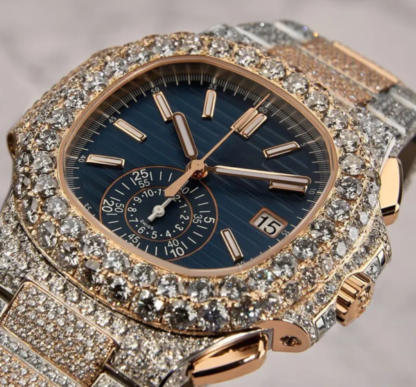 luxurious Iced out Studded Diamond Watch - Image 7