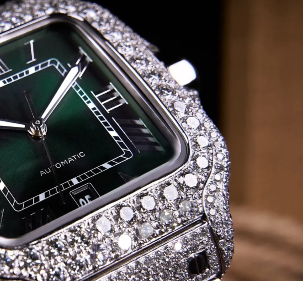 Elegance Roman Green Dial Moissanite Watch - Image 3