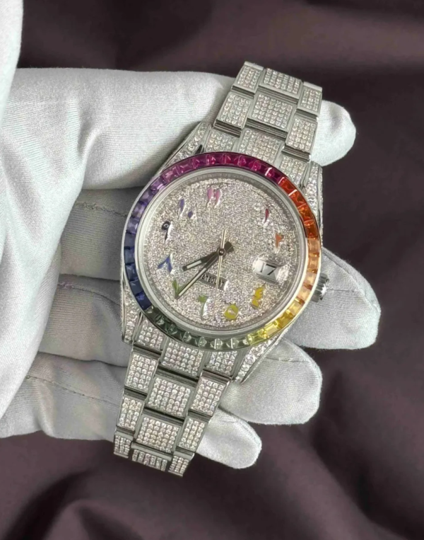 Exquisite Diamond & Sapphire Iced Out Watch - Image 4