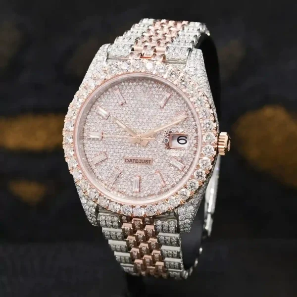 DAZZLING 41MM RAINBOW DIAL DIAMOND WATCH