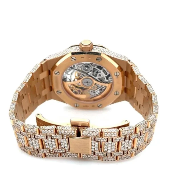 Exclusive Skeleton Rose Gold Dial Diamond Watch - Image 6