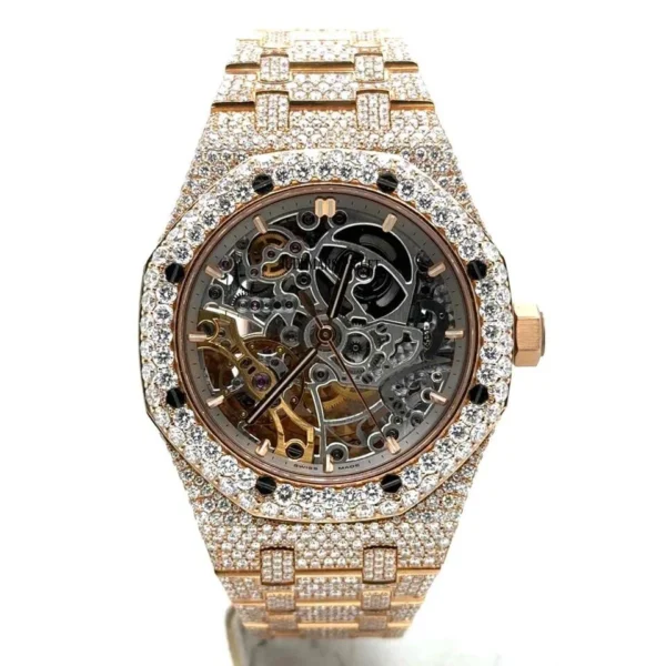 Exclusive Skeleton Rose Gold Dial Diamond Watch - Image 2